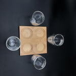 Load image into Gallery viewer, A Set Of A 4 Section Bamboo Tray With 4 Doublewalled Thermo Glasses To Match
