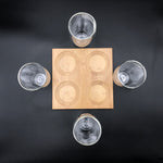 Load image into Gallery viewer, A Set Of A 4 Section Bamboo Tray With 4 Doublewalled Thermo Glasses To Match
