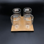 Load image into Gallery viewer, A Set Of A 4 Section Bamboo Tray With 4 Doublewalled Thermo Glasses To Match
