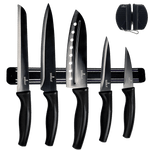 Load image into Gallery viewer, Kitchen Knife Set Kit | Black Magnetic Rack &amp; Sharpener
