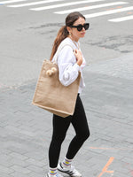 Load image into Gallery viewer, Jute Canvas Market Bag With Pompom
