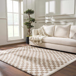 Load image into Gallery viewer, Kieu Light Gray &amp; Taupe Checkered Area Rug
