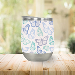 Load image into Gallery viewer, Purple and Green Butterfly Wine Tumbler
