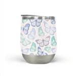 Load image into Gallery viewer, Purple and Green Butterfly Wine Tumbler
