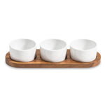 Load image into Gallery viewer, Condiment Serving Set  3 Ceramic Bowls with Lids  13" x 3.75"
