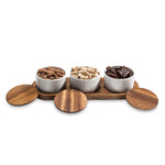Load image into Gallery viewer, Condiment Serving Set  3 Ceramic Bowls with Lids  13" x 3.75"
